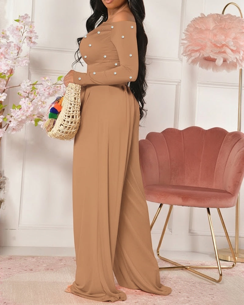 ChicMe Couture Jumpsuit for Women Dressy Long Sleeve Wide Leg One Piece Outfit