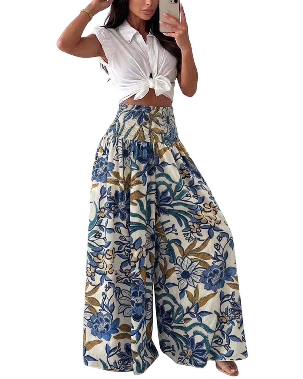 ChicMe Couture Women's High Waisted Wide Leg Palazzo Pants