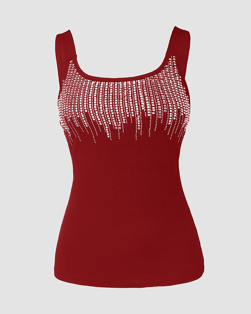 ChicMe Couture Women's Sparkly Rhinestone Backless U-Neck Tank Top