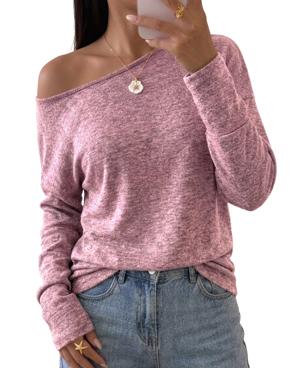 ChicMe Couture Women's Batwing Long Sleeve Boat Neck Top