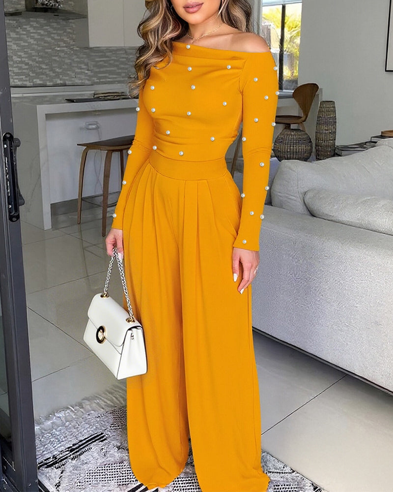 ChicMe Couture Jumpsuit for Women Dressy Long Sleeve Wide Leg One Piece Outfit