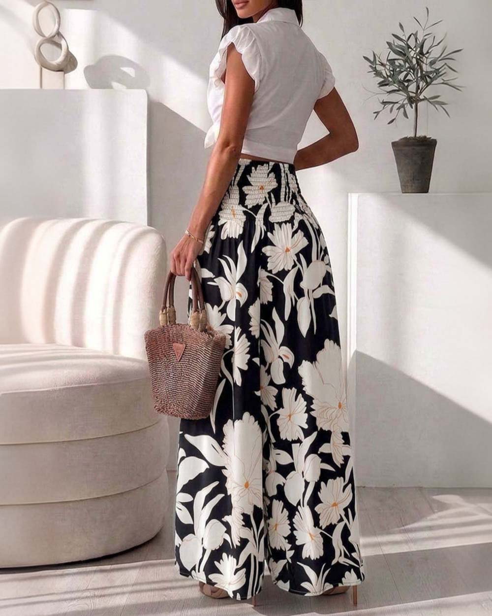 ChicMe Couture Couture Women's High Waisted Wide Leg Palazzo Pants