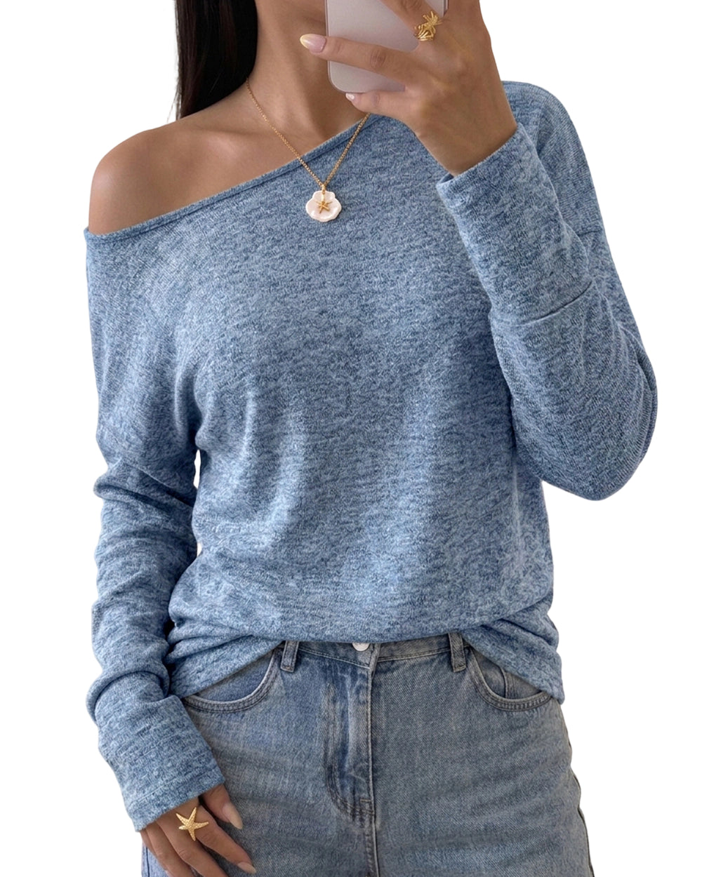 ChicMe Couture Women's Batwing Long Sleeve Boat Neck Top
