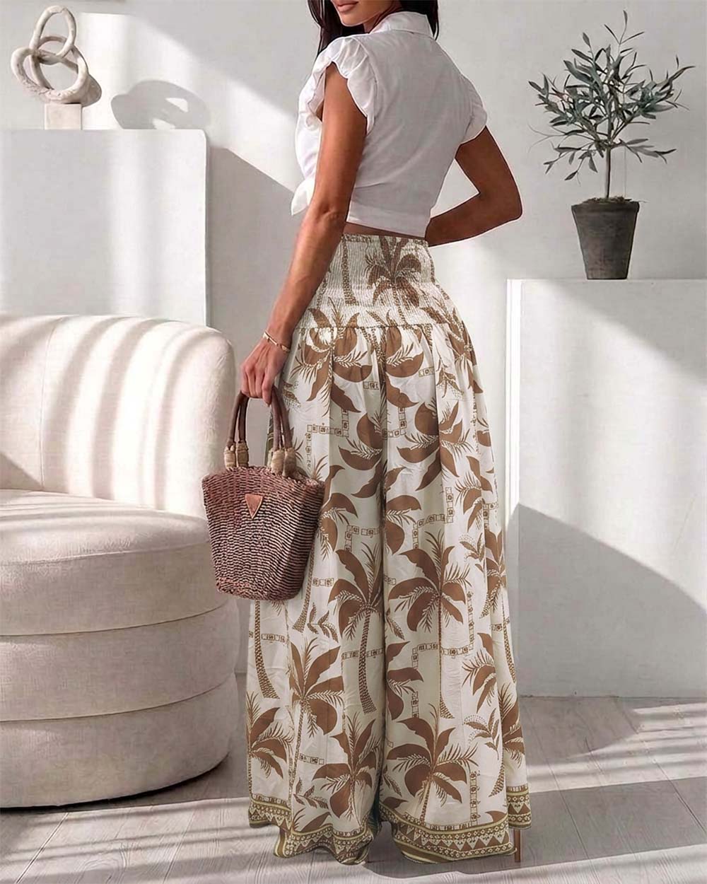 ChicMe Couture Couture Women's High Waisted Wide Leg Palazzo Pants