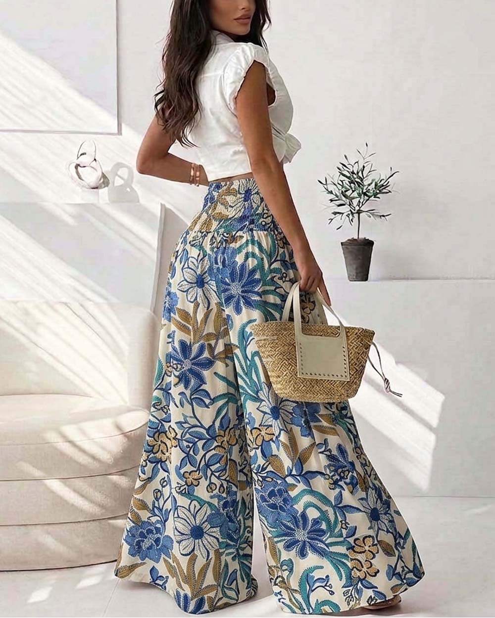 ChicMe Couture Women's High Waisted Wide Leg Palazzo Pants