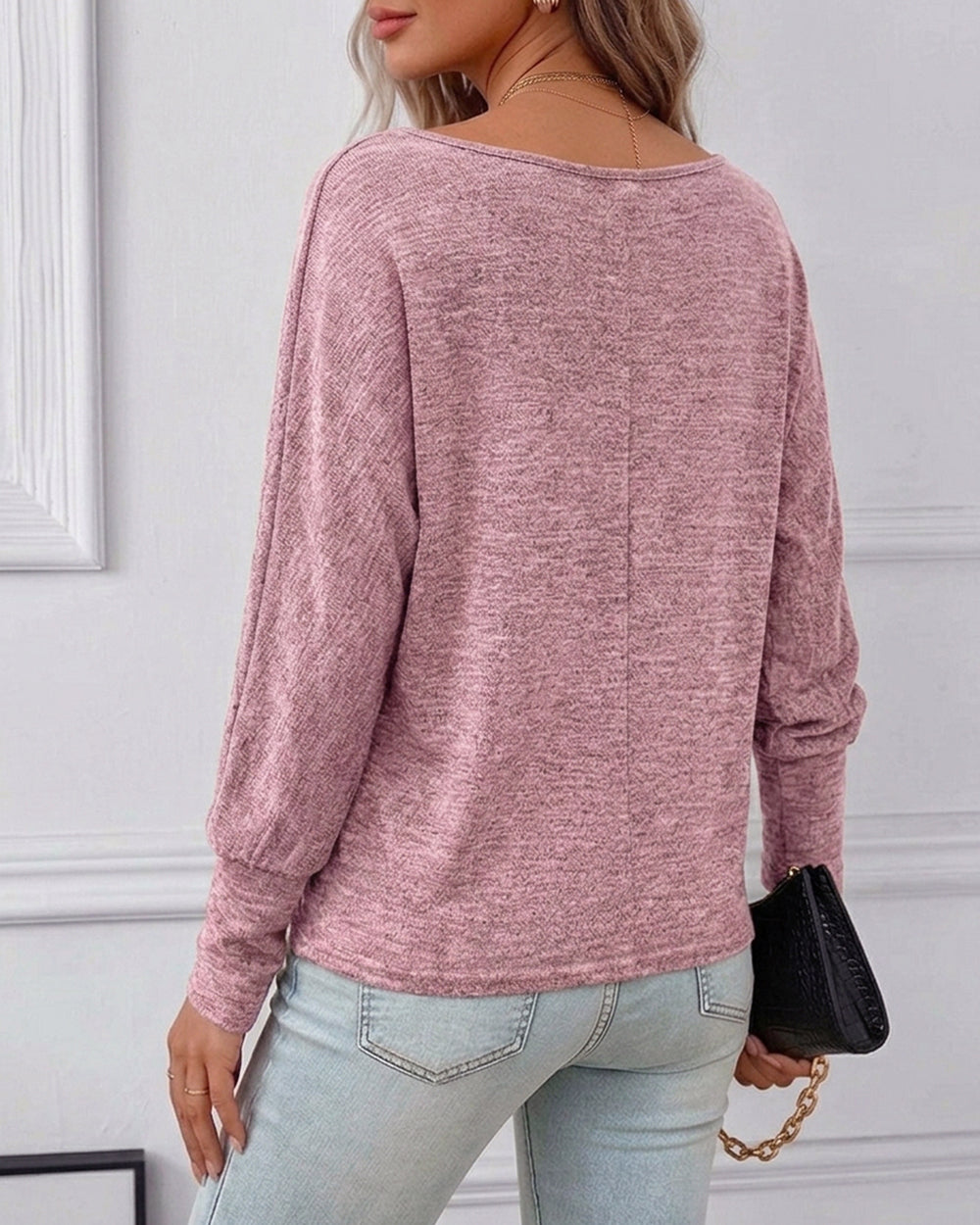 ChicMe Couture Women's Batwing Long Sleeve Boat Neck Top