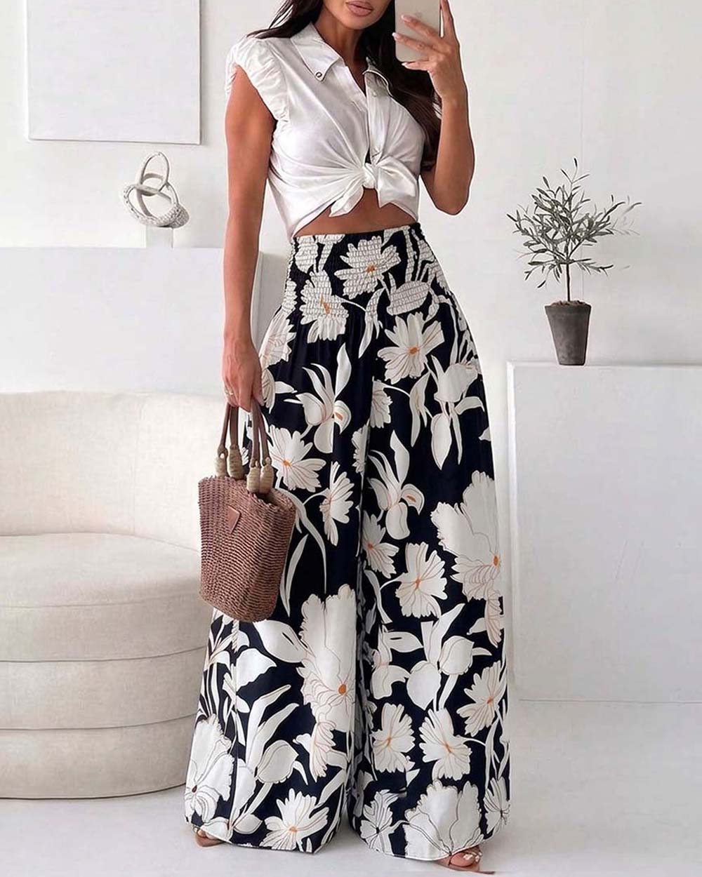 ChicMe Couture Couture Women's High Waisted Wide Leg Palazzo Pants