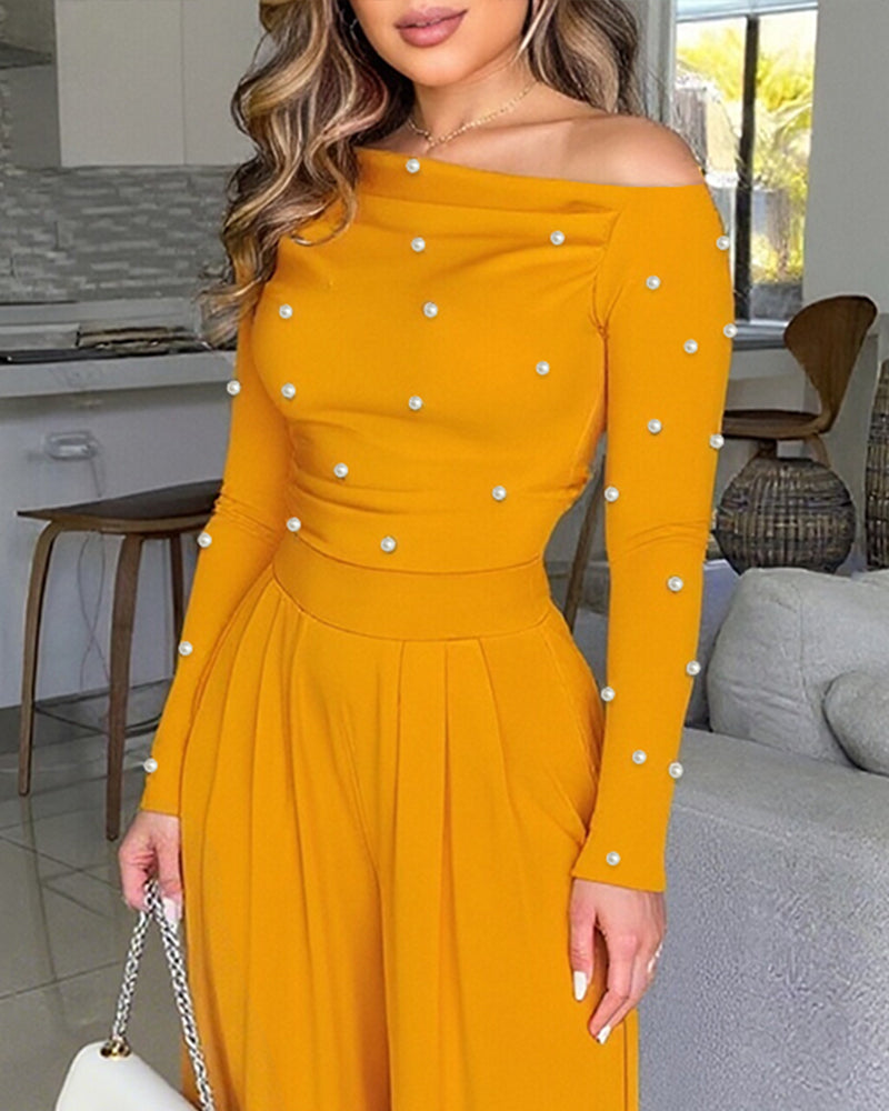 ChicMe Couture Jumpsuit for Women Dressy Long Sleeve Wide Leg One Piece Outfit