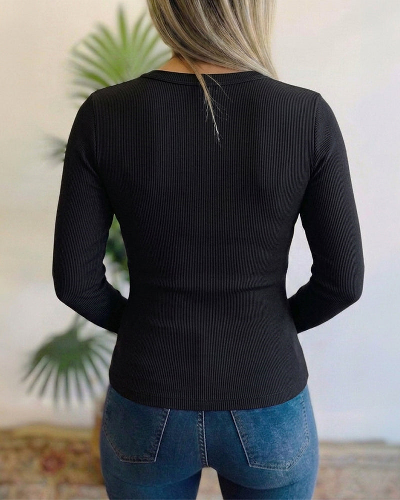 ChicMe Couture Women's Rhinestone Ribbed Knit Top Long Sleeve Shirt