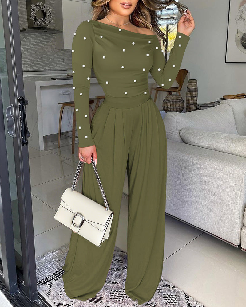 ChicMe Couture Jumpsuit for Women Dressy Long Sleeve Wide Leg One Piece Outfit