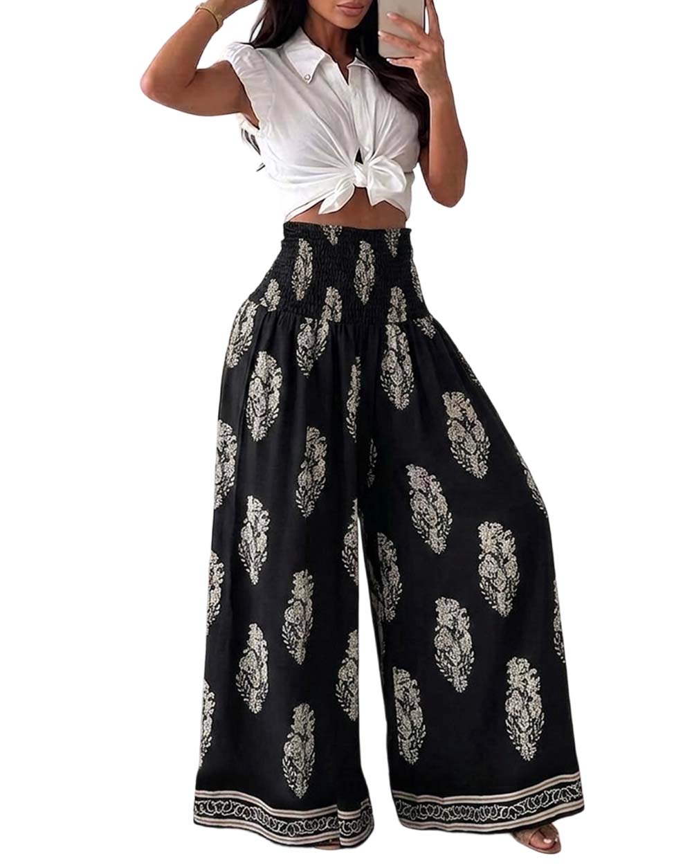ChicMe Couture Women's High Waisted Wide Leg Palazzo Pants