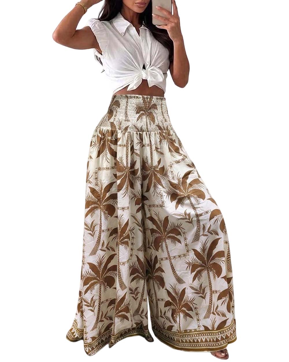 ChicMe Couture Couture Women's High Waisted Wide Leg Palazzo Pants