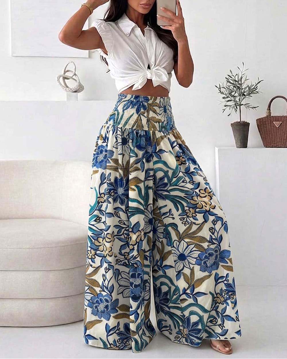 ChicMe Couture Women's High Waisted Wide Leg Palazzo Pants