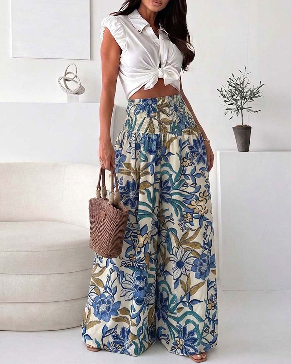 ChicMe Couture Women's High Waisted Wide Leg Palazzo Pants