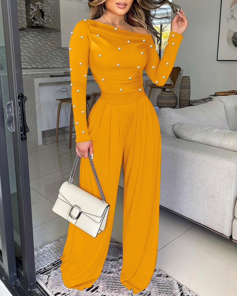 ChicMe Couture Jumpsuit for Women Dressy Long Sleeve Wide Leg One Piece Outfit