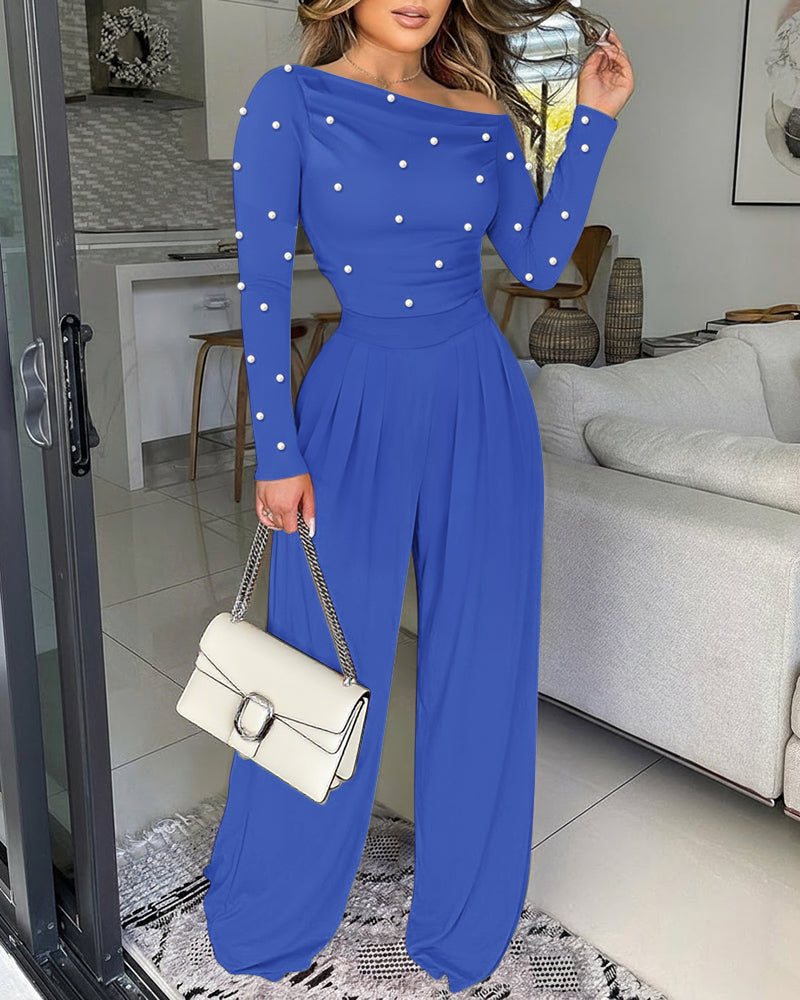 ChicMe Couture Jumpsuit for Women Dressy Long Sleeve Wide Leg One Piece Outfit