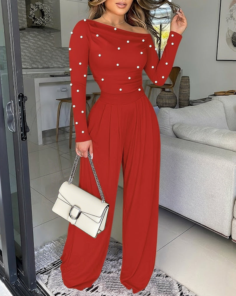 ChicMe Couture Jumpsuit for Women Dressy Long Sleeve Wide Leg One Piece Outfit