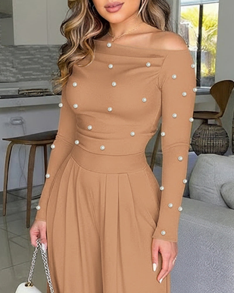 ChicMe Couture Jumpsuit for Women Dressy Long Sleeve Wide Leg One Piece Outfit