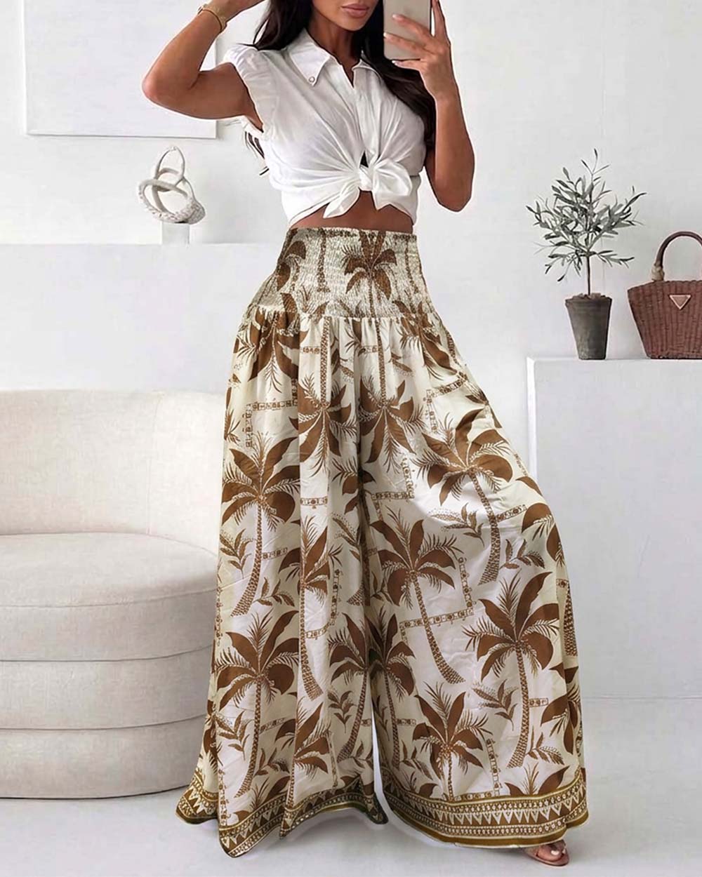 ChicMe Couture Couture Women's High Waisted Wide Leg Palazzo Pants