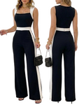 ChicMe Couture Women's Colorblock Square Neck Sleeveless Wide Leg Jumpsuit
