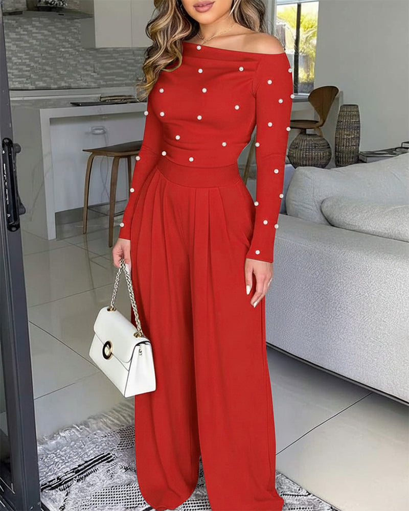 ChicMe Couture Jumpsuit for Women Dressy Long Sleeve Wide Leg One Piece Outfit