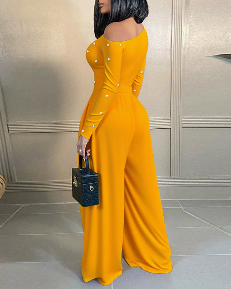 ChicMe Couture Jumpsuit for Women Dressy Long Sleeve Wide Leg One Piece Outfit