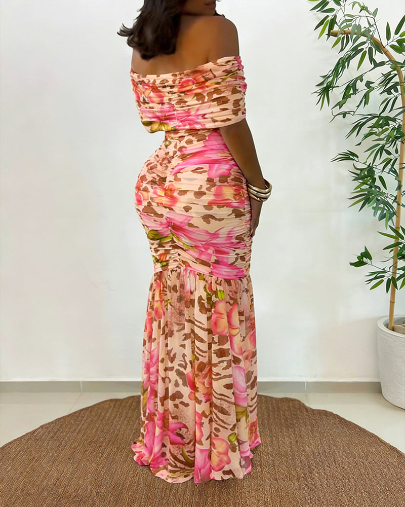 ChicMe Couture Women's Off Shoulder Floral Maxi Dress