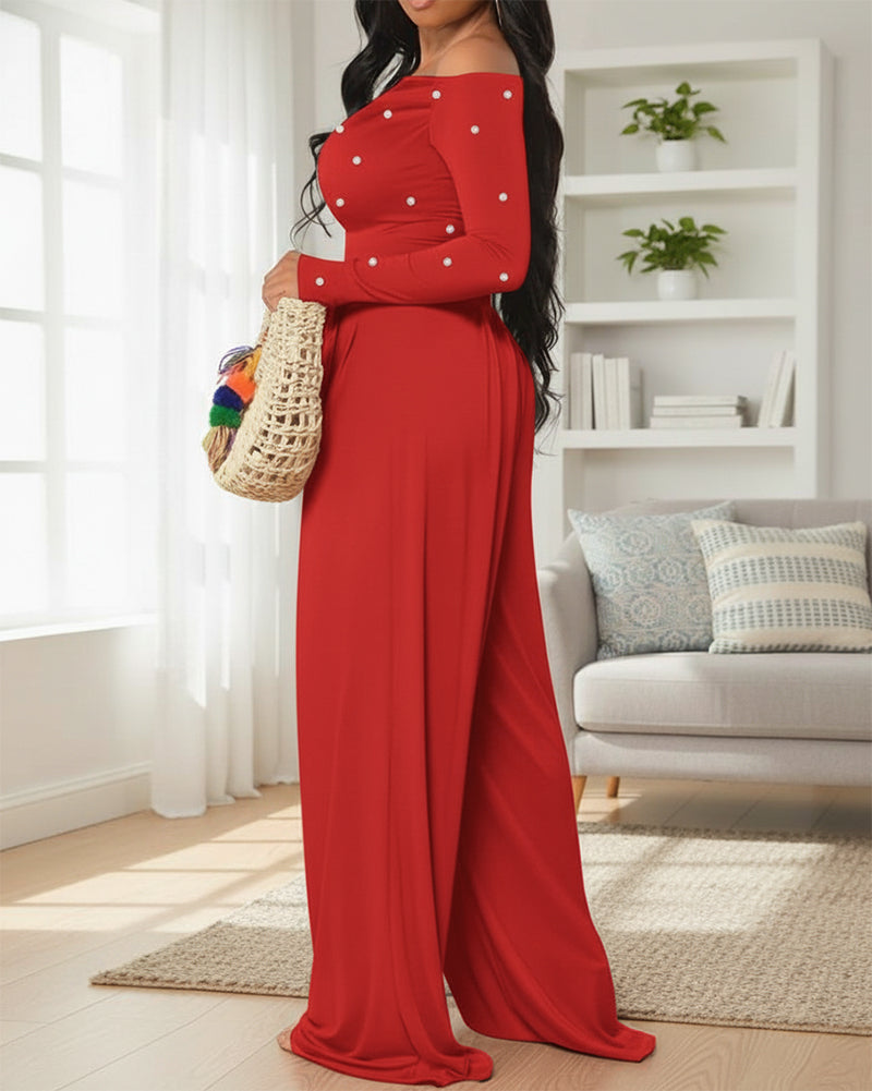 ChicMe Couture Jumpsuit for Women Dressy Long Sleeve Wide Leg One Piece Outfit