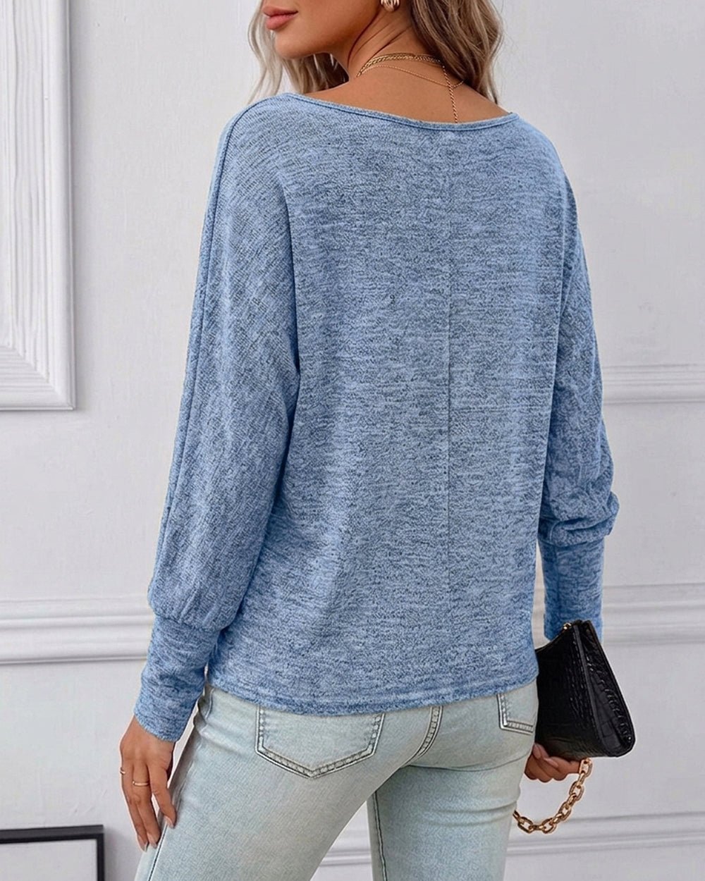 ChicMe Couture Women's Batwing Long Sleeve Boat Neck Top