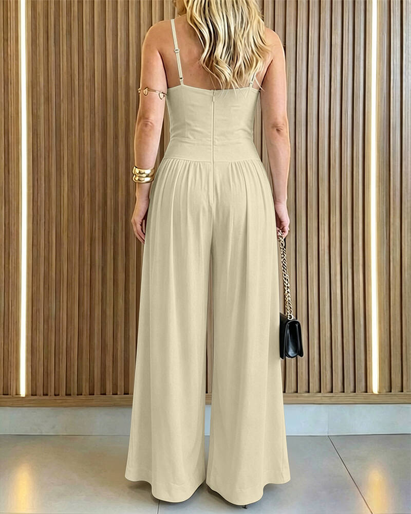 ChicMe Couture Women's Cutout Wide Leg Jumpsuit U-Neck Backless Summer Romper