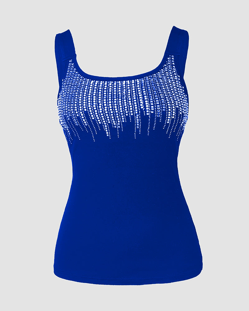 ChicMe Couture Women's Sparkly Rhinestone Backless U-Neck Tank Top