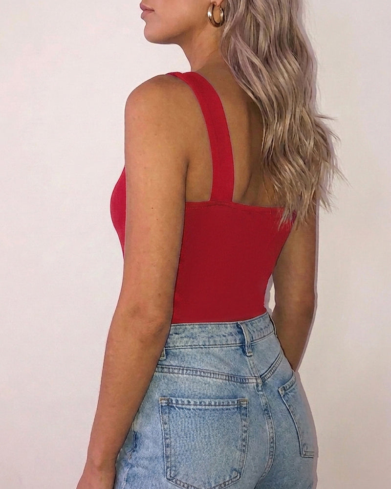 ChicMe Couture Women's Sparkly Rhinestone Backless U-Neck Tank Top