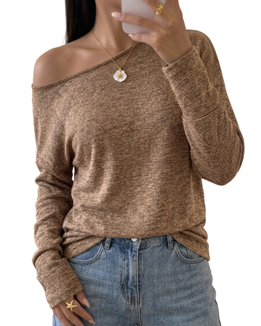 ChicMe Couture Women's Batwing Long Sleeve Boat Neck Top