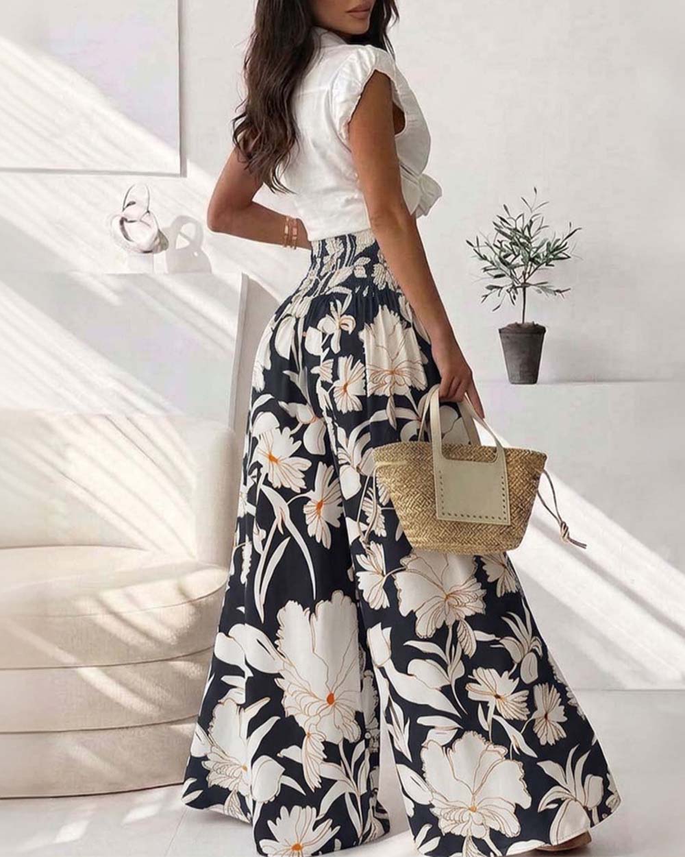 ChicMe Couture Couture Women's High Waisted Wide Leg Palazzo Pants