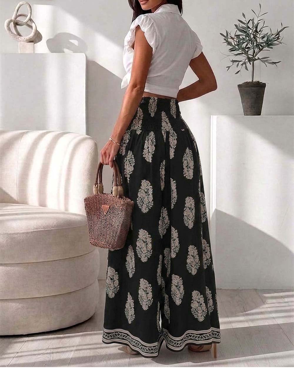 ChicMe Couture Women's High Waisted Wide Leg Palazzo Pants