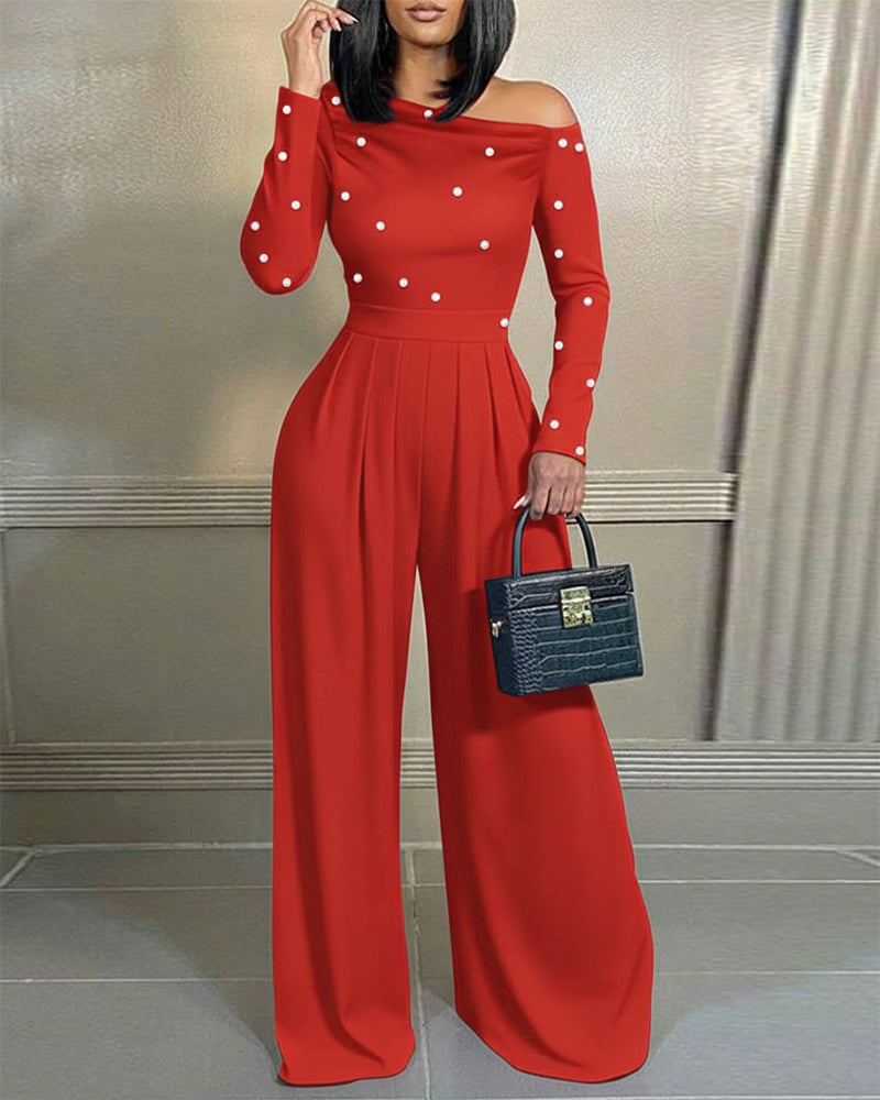 ChicMe Couture Jumpsuit for Women Dressy Long Sleeve Wide Leg One Piece Outfit
