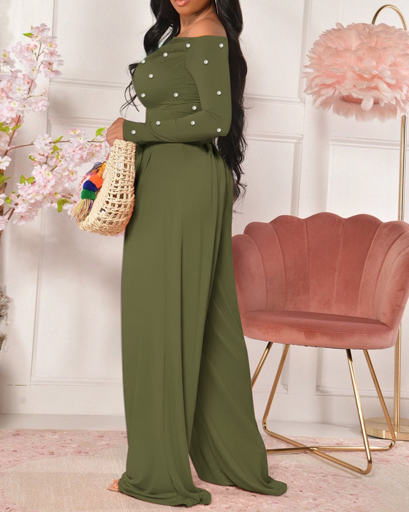 ChicMe Couture Jumpsuit for Women Dressy Long Sleeve Wide Leg One Piece Outfit