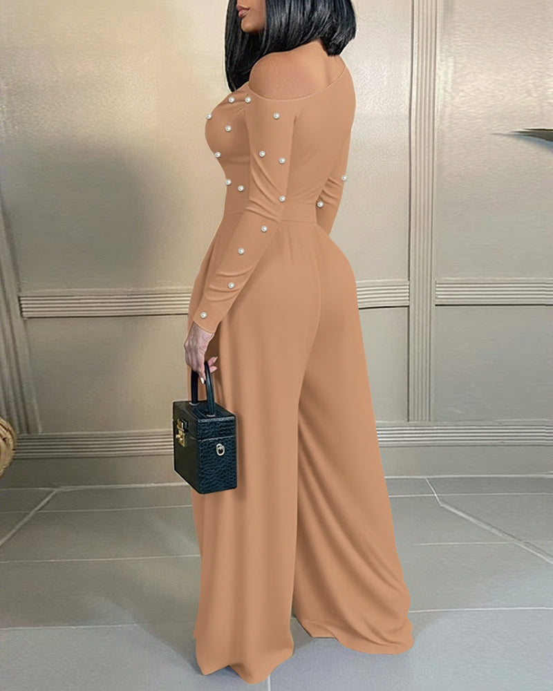 ChicMe Couture Jumpsuit for Women Dressy Long Sleeve Wide Leg One Piece Outfit