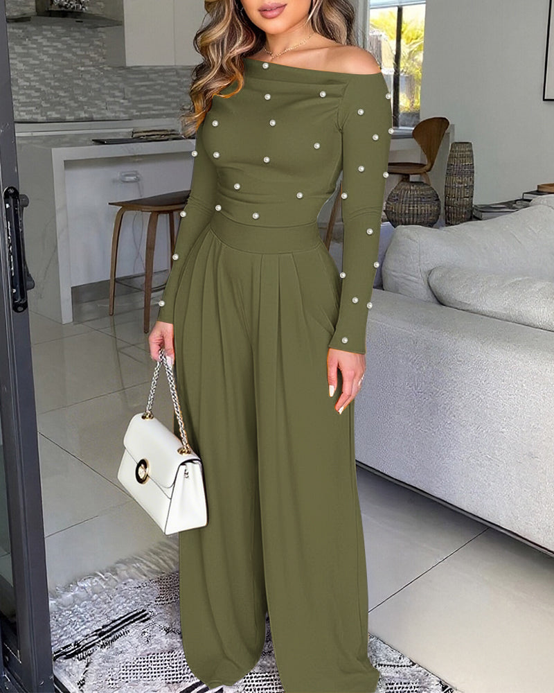 ChicMe Couture Jumpsuit for Women Dressy Long Sleeve Wide Leg One Piece Outfit