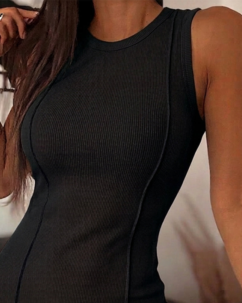 ChicMe Couture Couture Women's Summer Ribbed Bodycon Sleeveless Tank Mini Dress