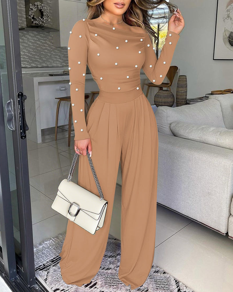 ChicMe Couture Jumpsuit for Women Dressy Long Sleeve Wide Leg One Piece Outfit