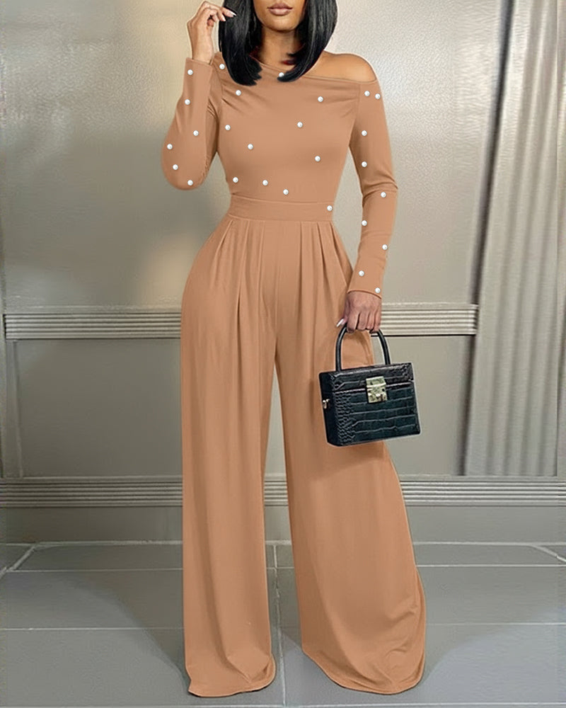 ChicMe Couture Jumpsuit for Women Dressy Long Sleeve Wide Leg One Piece Outfit