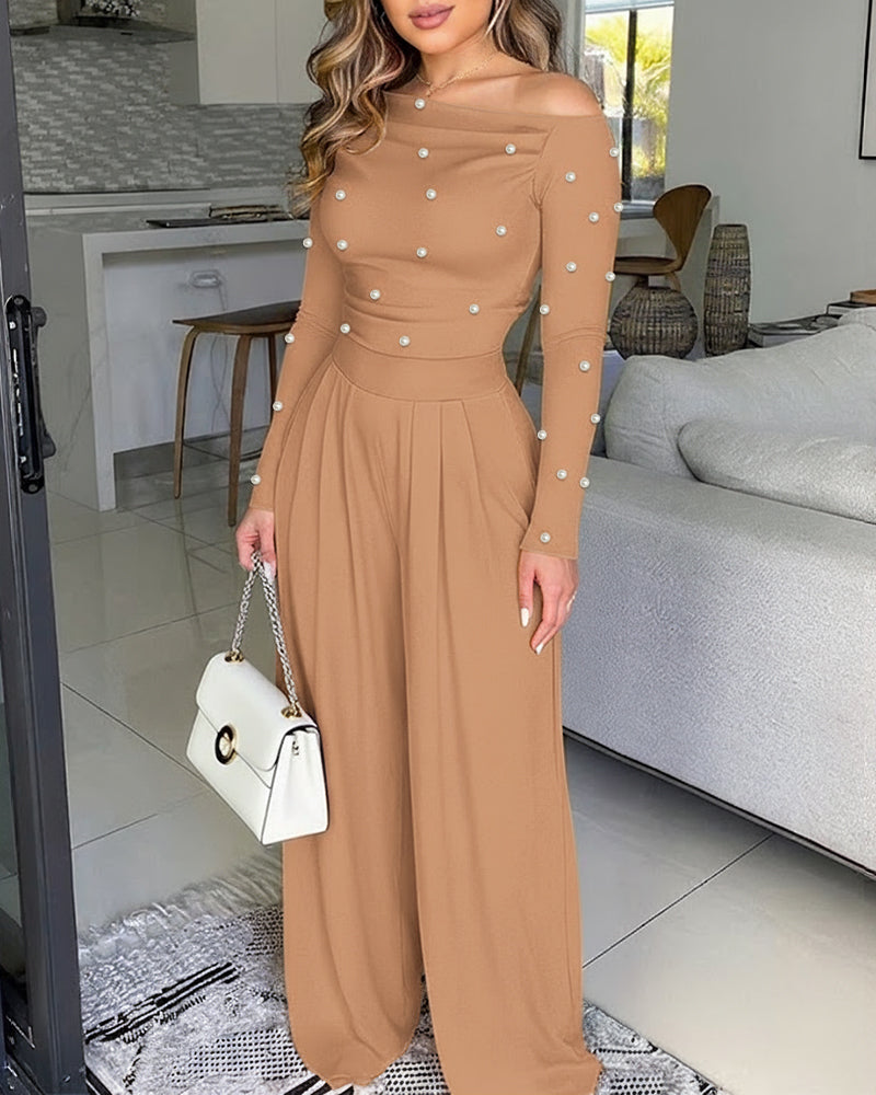 ChicMe Couture Jumpsuit for Women Dressy Long Sleeve Wide Leg One Piece Outfit