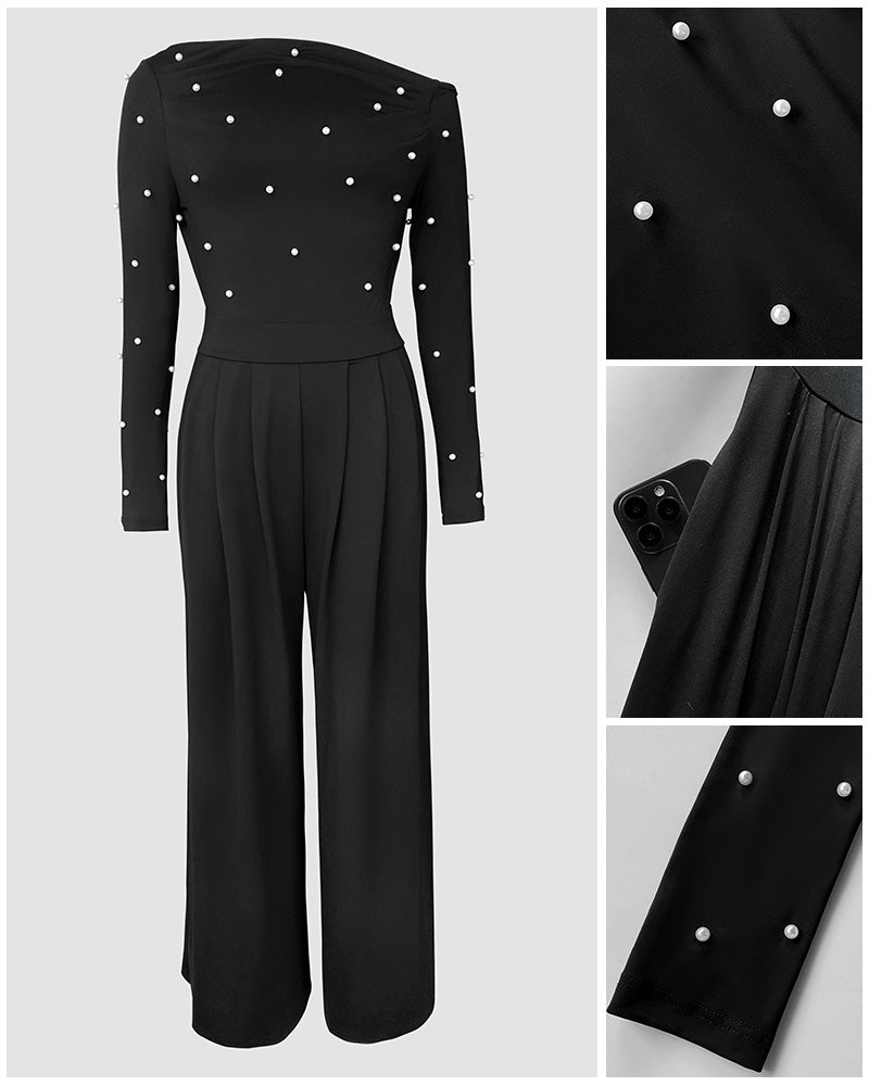 ChicMe Couture Jumpsuit for Women Dressy Long Sleeve Wide Leg One Piece Outfit