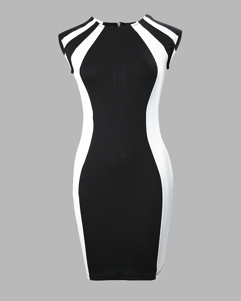 ChicMe Couture  Women's Colorblock Bodycon Sleeveless Mini Dress