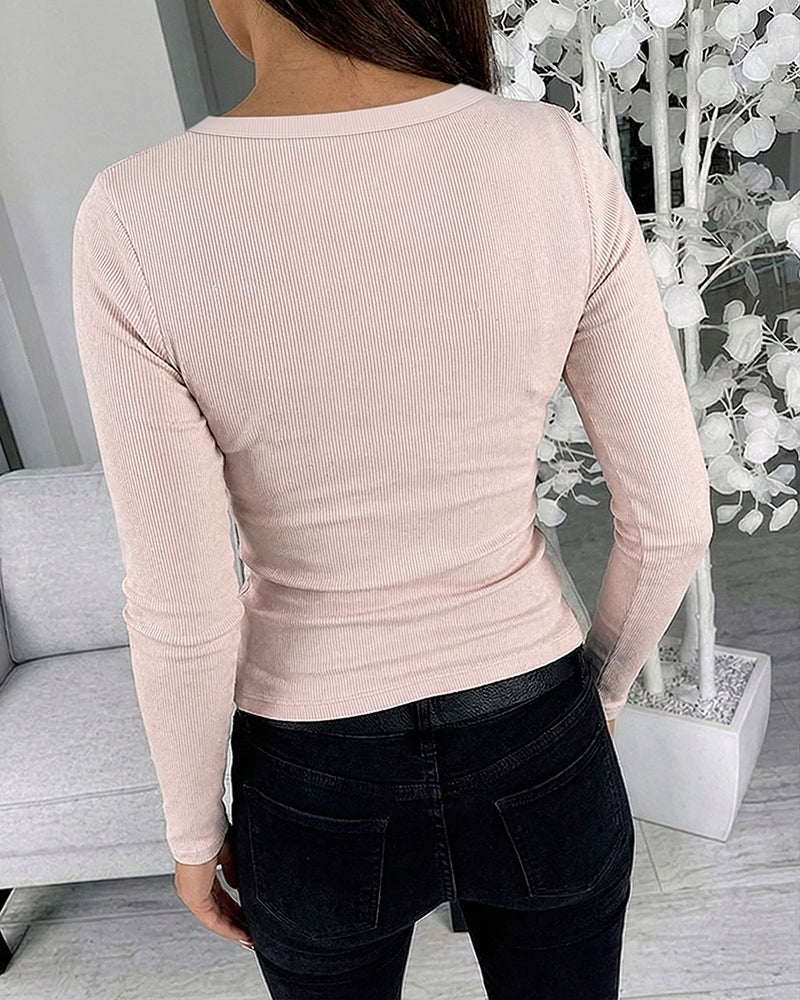 ChicMe Couture Women's Rhinestone Long Sleeve Top Khaki Medium