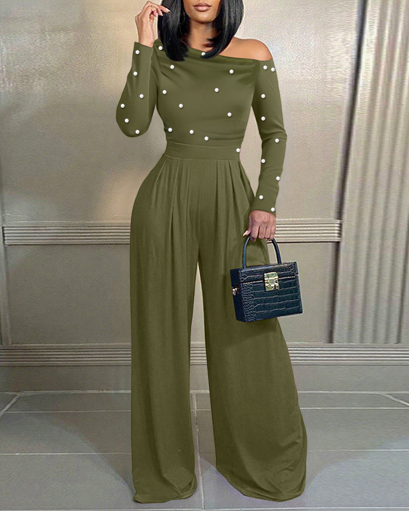 ChicMe Couture Jumpsuit for Women Dressy Long Sleeve Wide Leg One Piece Outfit