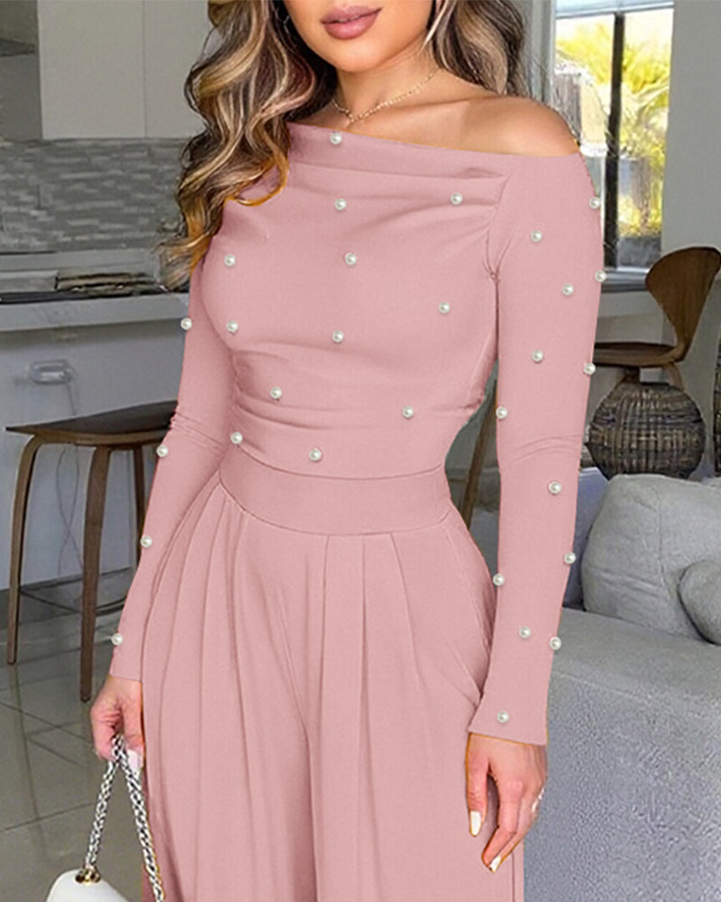 ChicMe Couture Jumpsuit for Women Dressy Long Sleeve Wide Leg One Piece Outfit
